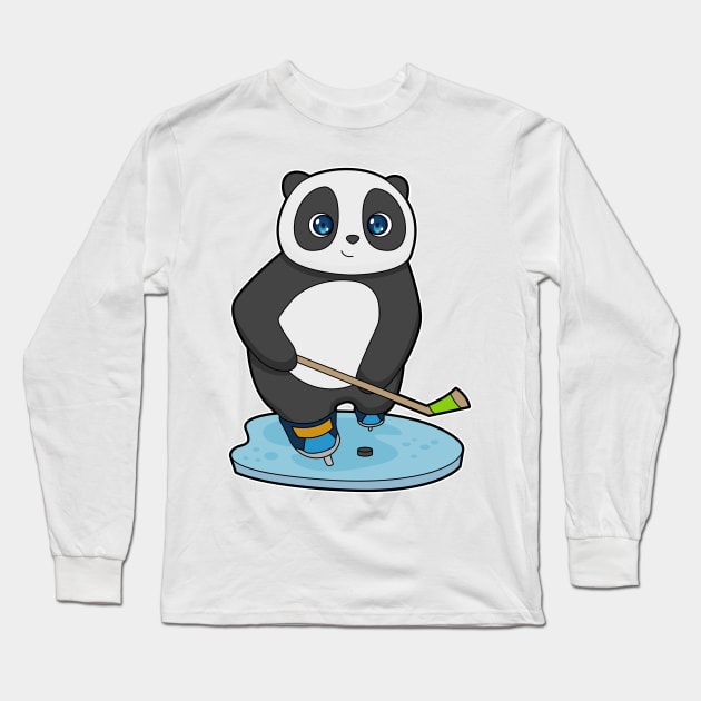 Panda Ice Hockey Ice hockey stick Long Sleeve T-Shirt by Markus Schnabel